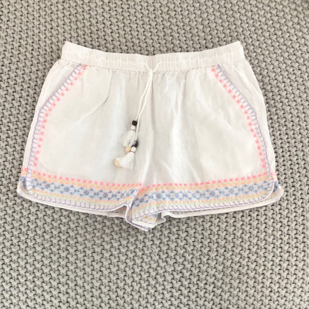 White linen shorts
